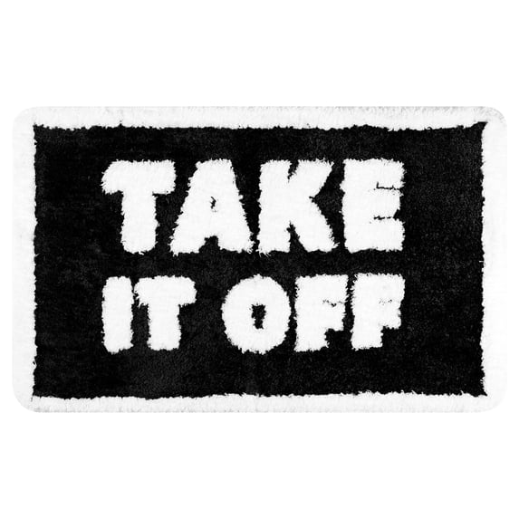 REGALWOVEN Cute Letter Bathroom Mat, Soft Non Slip Absorbent Bath Rug Machine Washable Black 20" x 32"