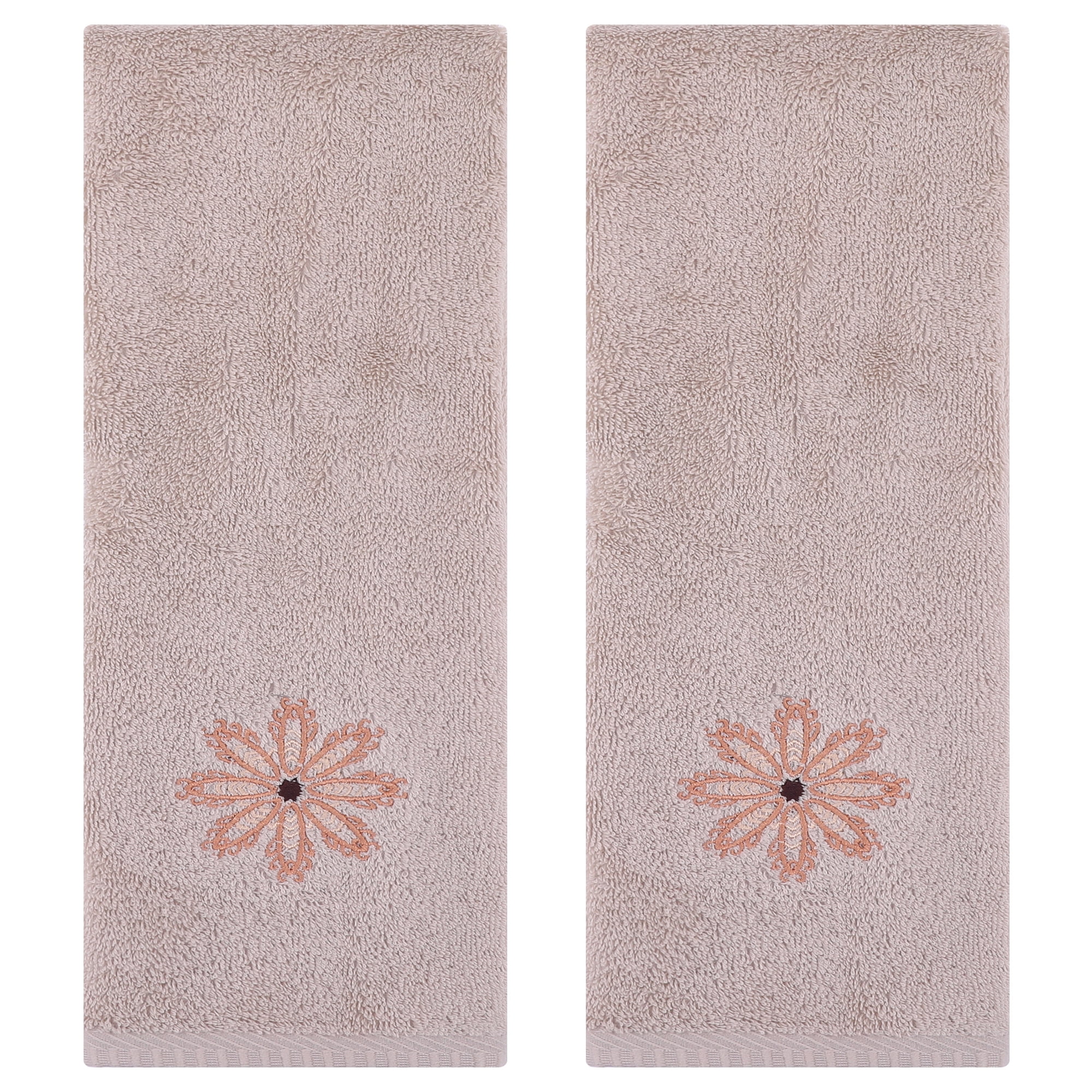 REGALWOVEN Embroidered Floral Pattern Decorative Hand Towels Set of 2 ...