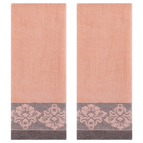 REGALWOVEN Floral Jacquard Hand Towels Set of 2, Home Soft Absorbent Hand Towel for Bathroom, Hotel, Gym and Spa Brown 13" x 29"