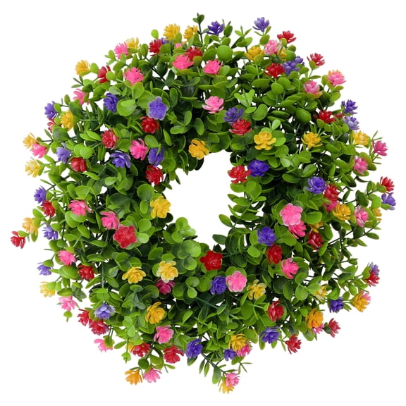 REGALWOVEN Flower Artificial Wreath for Front Door Eucalyptus Wreaths Indoor Outdoor Home Decor Spring Garland 19 in Multicolor