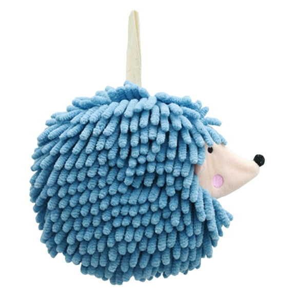 REGALWOVEN Fuzzy Ball Hand Towels 1 Pack Soft Absorbent Chenille Towels Cute Cartoon Decorative Blue 7" x 7"