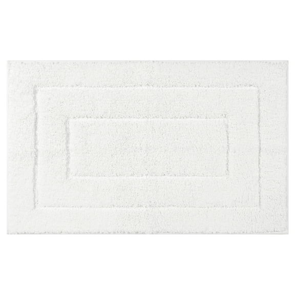 REGALWOVEN Geometric Bathroom Rug Mat, Extra Soft Absorbent Bath Rug, Non-Slip Comfortable Solid Color Bath Mat White 16" x 24"