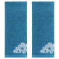 thumbnail image 1 of REGALWOVEN Hand Towels Set of 2 Embroidered Floral Pattern Decorative Towel Cotton Absorbent Soft Bathroom Hand Towel Set Blue 14" x 31", 1 of 4