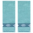 thumbnail image 1 of REGALWOVEN Hand Towels for Bathroom, 13 x 29 Inch Soft Absorbent Decorative Towel Set, Leaves Pattern Hand Towel Lake Blue 2-Piece, 1 of 5