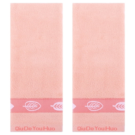 REGALWOVEN Hand Towels for Bathroom, 13 x 29 Inch Soft Absorbent Decorative Towel Set, Leaves Pattern Hand Towel Pink 2-Piece