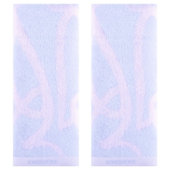 REGALWOVEN Heart Love Pattern Hand Towels Pure Cotton Bathroom Decorative Soft Absorbent Towel Set 13 x 29 Inch Purple 2-Piece