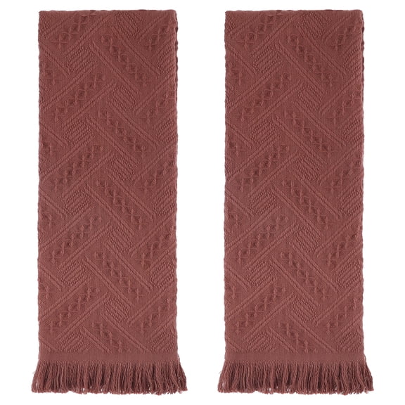 REGALWOVEN Jacquard Pattern Boho Decorative Hand Towels, 2 Pack Cotton Turkish Absorbent Soft Bathroom Towel Set Brown 13" x 29"