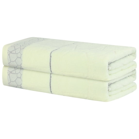 REGALWOVEN Large Cotton Bath Towels, 2 Pack Soft Towels, Quicker to Dry and Light Weight Towels for Bathroom Beige 28' x 56'