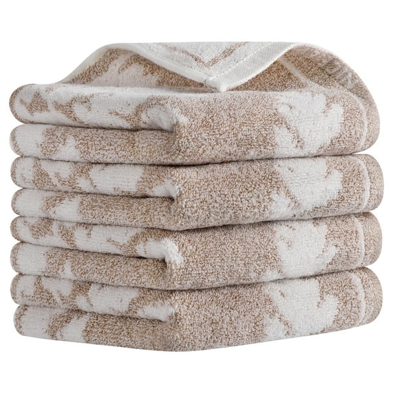 REGALWOVEN Leaves Pattern Hand Towels Soft Absorbent Decorative Hand Towel for Bathroom Kitchen Decor 13 x 29 Inch Brown 4-Piece