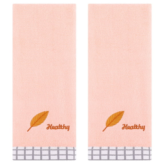 REGALWOVEN Leaves Pattern Hand Towels for Bathroom, 13 x 29 Inch Soft Absorbent Decorative Towel Pink 2-Piece