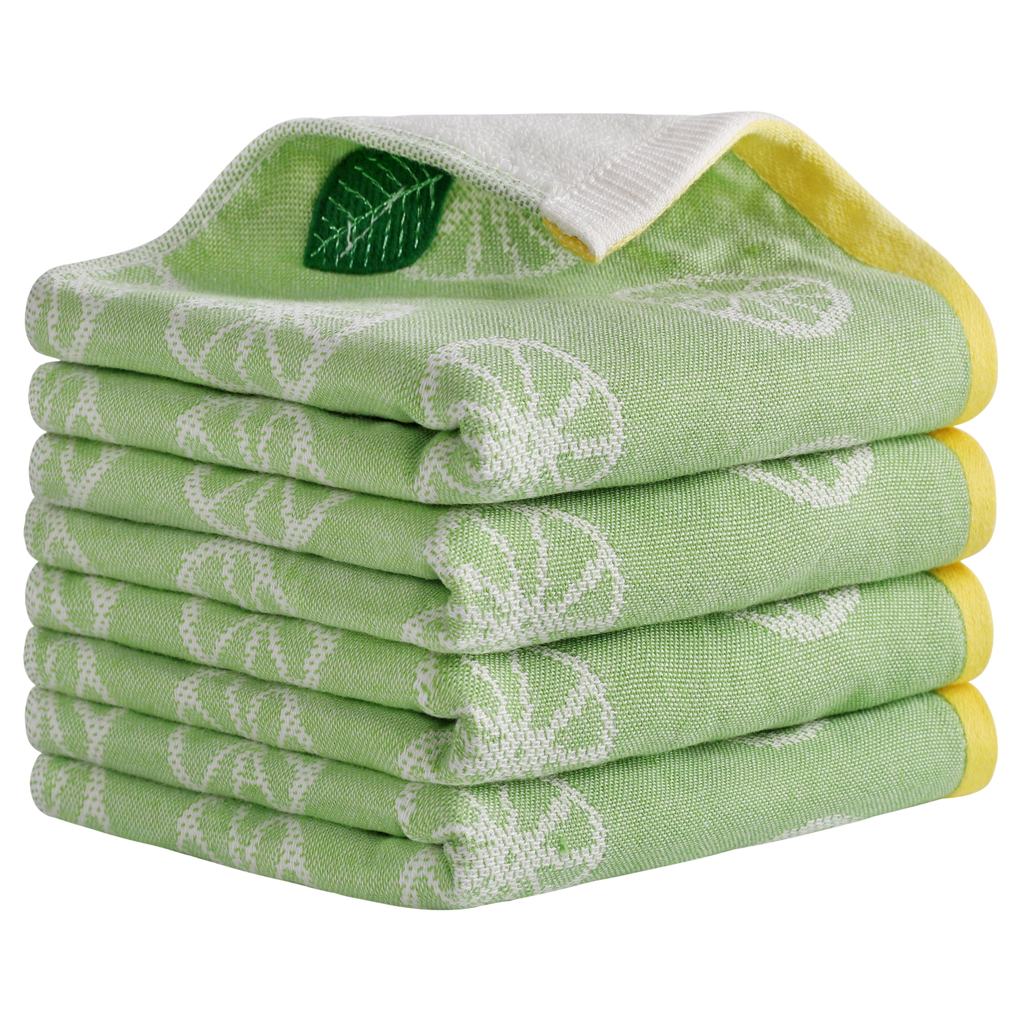 REGALWOVEN Lemon Fruit Pattern Hand Towels for Bathroom, Soft Absorbent Cotton Towel, 13 x 29 Inch Decorative Hand Towel Set Green 4-Piece