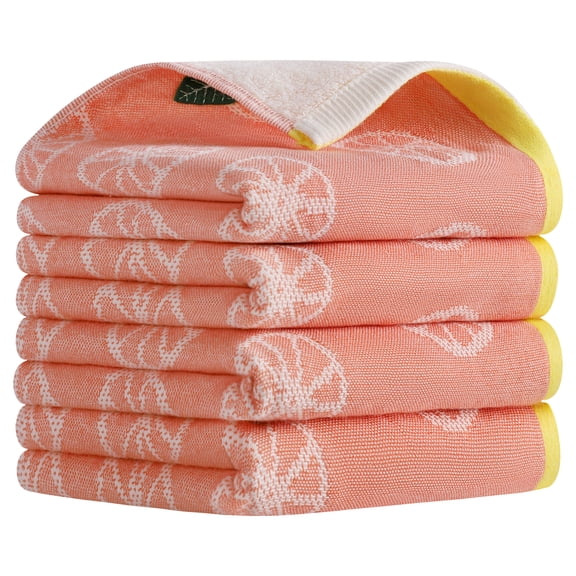 REGALWOVEN Lemon Fruit Pattern Hand Towels for Bathroom, Soft Absorbent Cotton Towel, 13 x 29 Inch Decorative Hand Towel Set Pink 4-Piece
