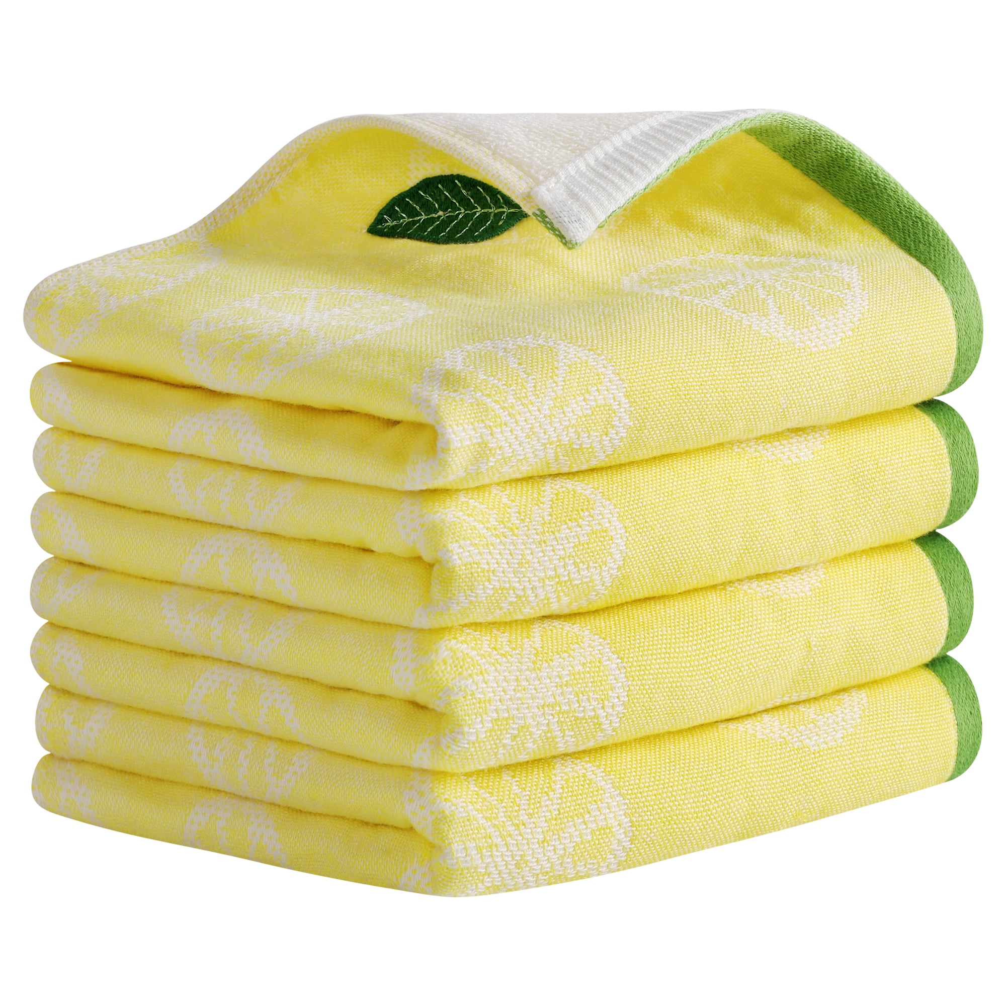 REGALWOVEN Lemon Fruit Pattern Hand Towels for Bathroom, Soft Absorbent Cotton Towel, 13 x 29 Inch Decorative Hand Towel Set Yellow 4-Piece