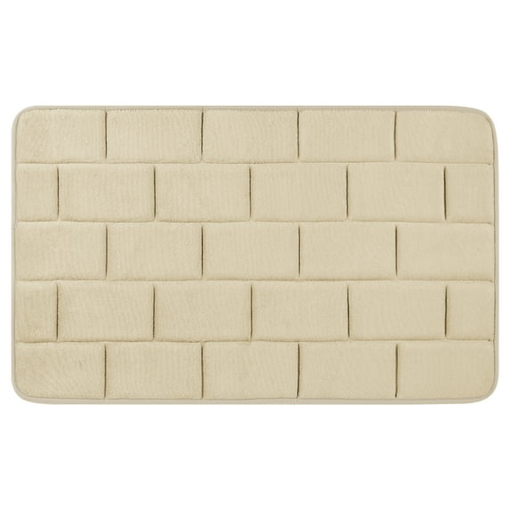 REGALWOVEN Memory Foam Bath Mat, Soft Absorbent Bathroom Rug Non-Slip Thick Dry Fast for Bath Rug Beige 20" x 32"