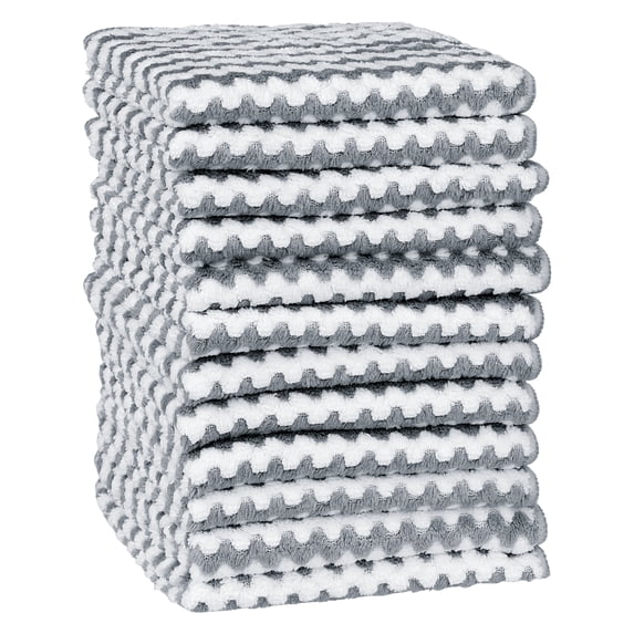 REGALWOVEN Microfiber Cleaning Cloth, 12 Pack Highly Absorbent Lint Free Rags Reusable and Washable Cleaning Towels Grey 12" x 12"