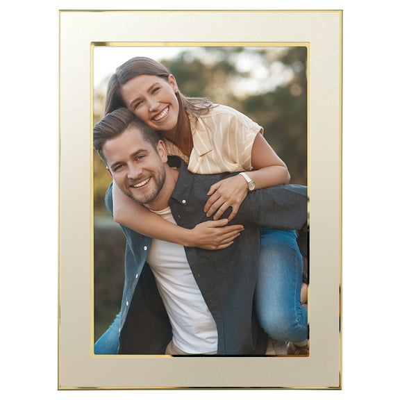 REGALWOVEN Modern Picture Frame Brushed Aluminum Metal Photo Frame with Real Glass, Display for Home Room Tabletop and Wall Decor Gold 6x8