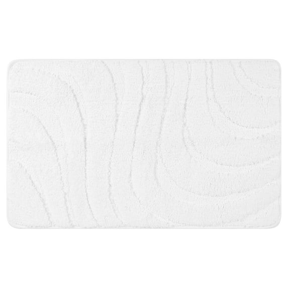 REGALWOVEN Chenille Bathroom Rugs Non-Slip Bath Mats Plain Washable Soft Shower Mat for Bathroom Floor White 16" x 24"