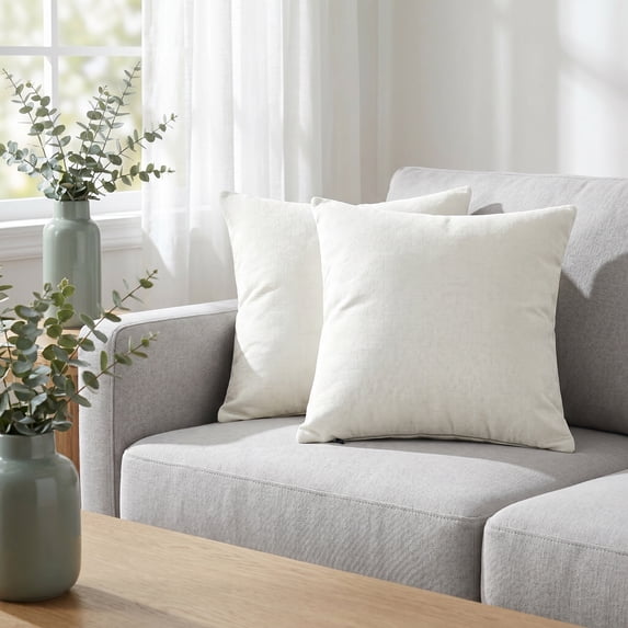 REGALWOVEN Uxcell Pack of 2 Chenille Throw Pillow Covers, Modern Solid Cushion Covers for Couch Sofa Home Beige 16" x 16"