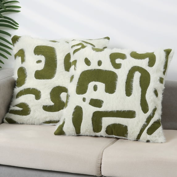 REGALWOVEN Pack of 2 Decorative Throw Pillow Cover Soft Plush Couch Pillow Covers Modern Cozy Pillowcases for Sofa Bedroom Green 18 x 18 Inch