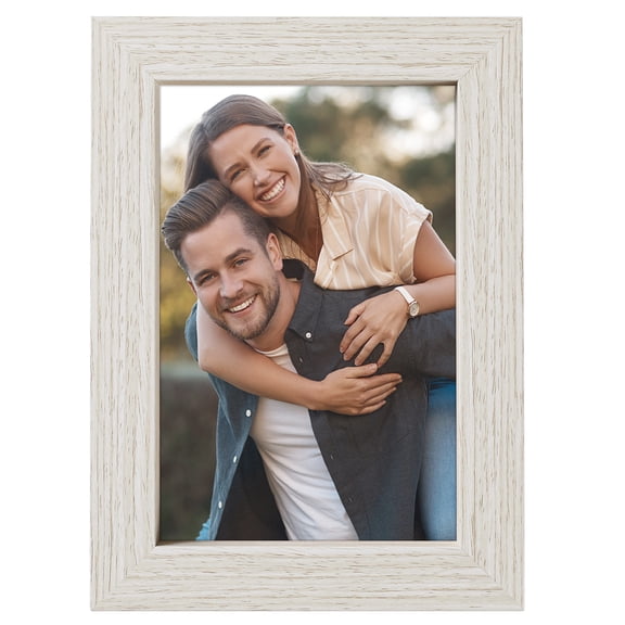 REGALWOVEN Picture Frame, Rustic Texture Frame Distressed Farmhouse Photo Frames for Table Top or Wall Mounting Beige 4x6