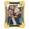 thumbnail image 1 of REGALWOVEN Plated Picture Frame with Crystal for Wedding Shiny with Clear Glass Photo Frames for Tabletop Decor Gold and Black 5x7, 1 of 6
