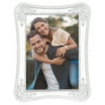 thumbnail image 1 of REGALWOVEN Plated Picture Frame with Crystal for Wedding Shiny with Clear Glass Photo Frames for Tabletop Decor Silver and White 5x7, 1 of 6