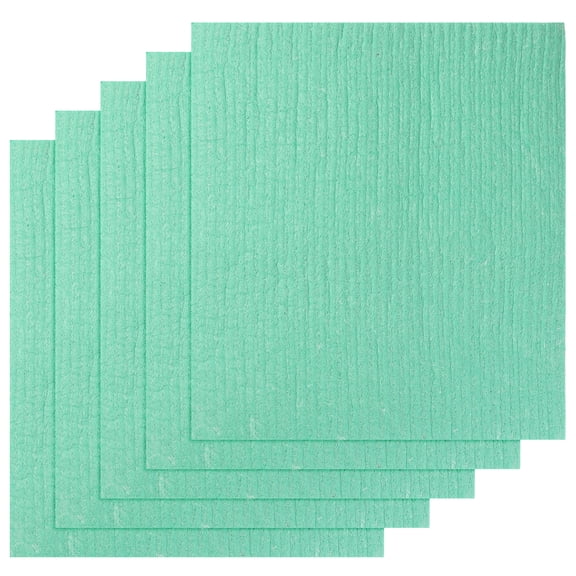 REGALWOVEN Reusable Swedish Dishcloths for Kitchen, Super Absorbent Cellulose Sponge Dish Cloths, 7" x 8" Mint Green 5pk