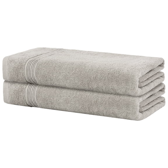 REGALWOVEN Soft Bath Towels, 2 Pack Stripes Ultra Bathroom Towels Set Highly Absorbent Towels for Bathroom Grey 28" x 56"
