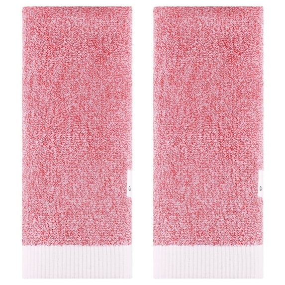 REGALWOVEN Solid Hand Towels, Soft Absorbent Decorative Hand Towel Set for Bath, Kitchen 13 x 29 Inch Pink 2-Piece
