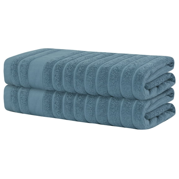 REGALWOVEN Striped 2-Piece Bath Towels Cotton Set, Soft Absorbent Quickdry & Lightweight Towels for Bathroom Blue 28' x 56'