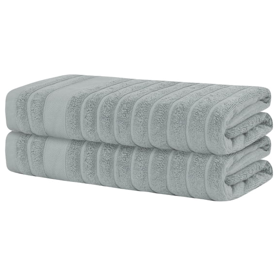REGALWOVEN Striped 2-Piece Bath Towels Cotton Set, Soft Absorbent Quickdry & Lightweight Towels for Bathroom Grey 28' x 56'