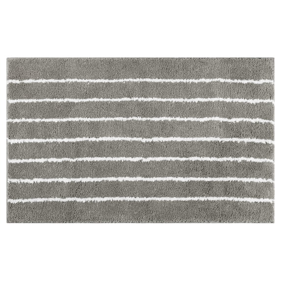 REGALWOVEN Striped Bathroom Rug, Non-Slip Soft Fluffy Bath Carpet, Water Absorbent Bathmat for Tub, Shower Dark Grey 16" x 24"