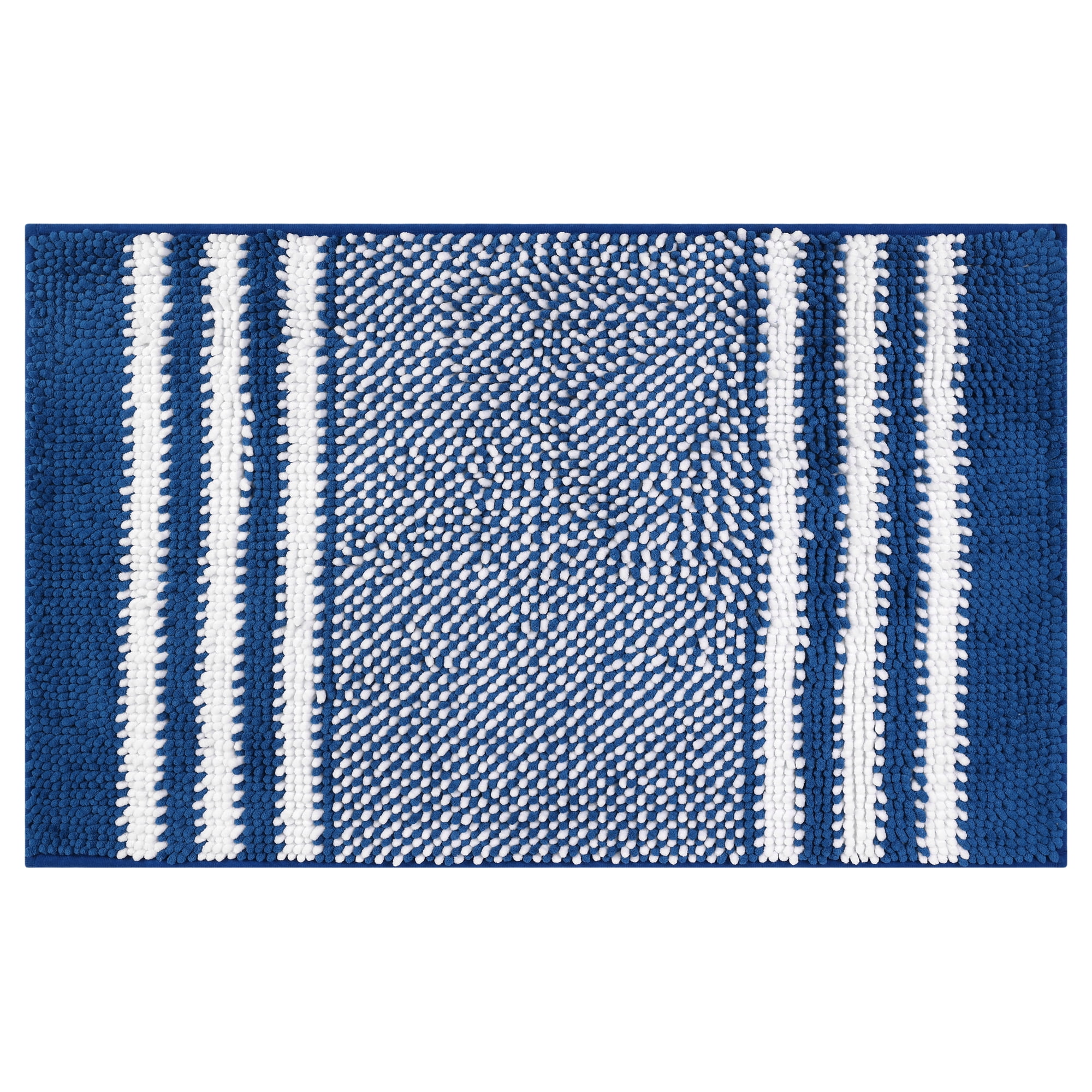 REGALWOVEN Striped Chenille Bathroom Rug with Edges, Non-Slip Bathroom ...