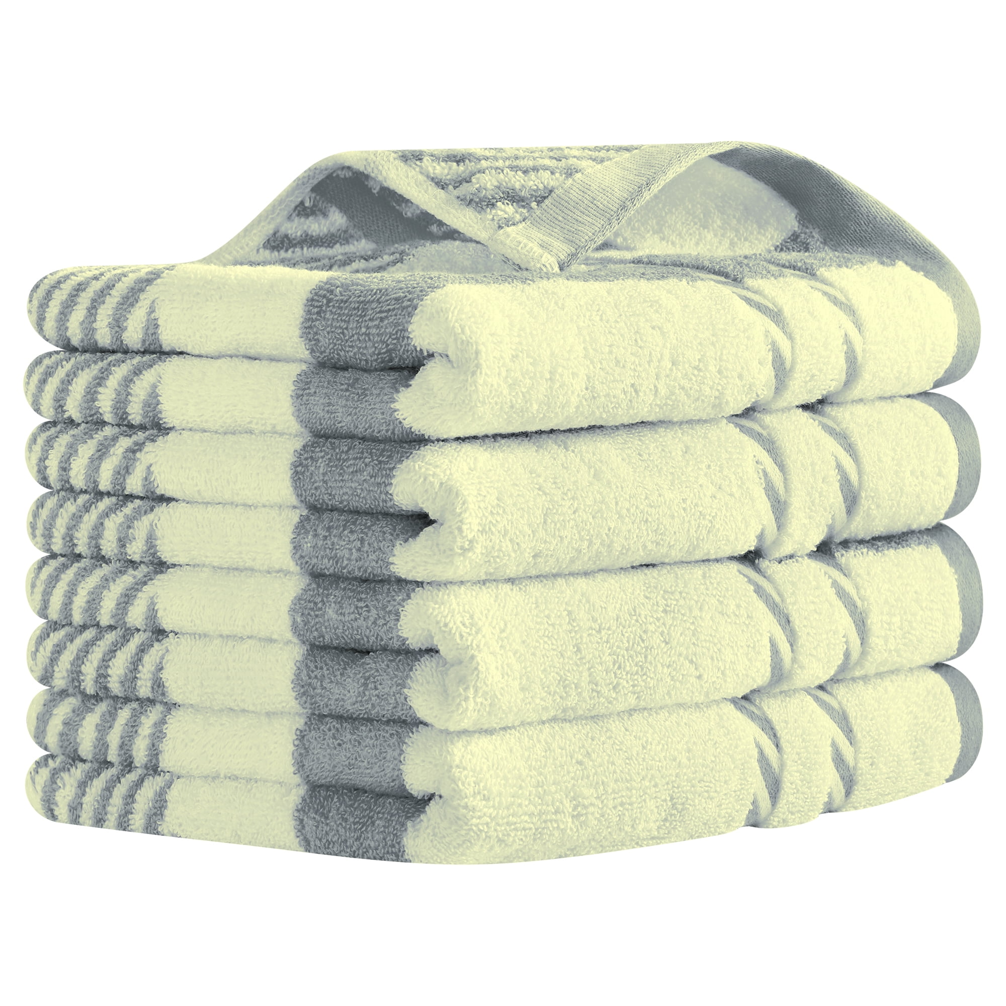 REGALWOVEN Striped Decorative Hand Towels Absorbent Soft Bathroom Towel for Hand, Face, Drying (15 x 35 Inch) Grey 4-Piece