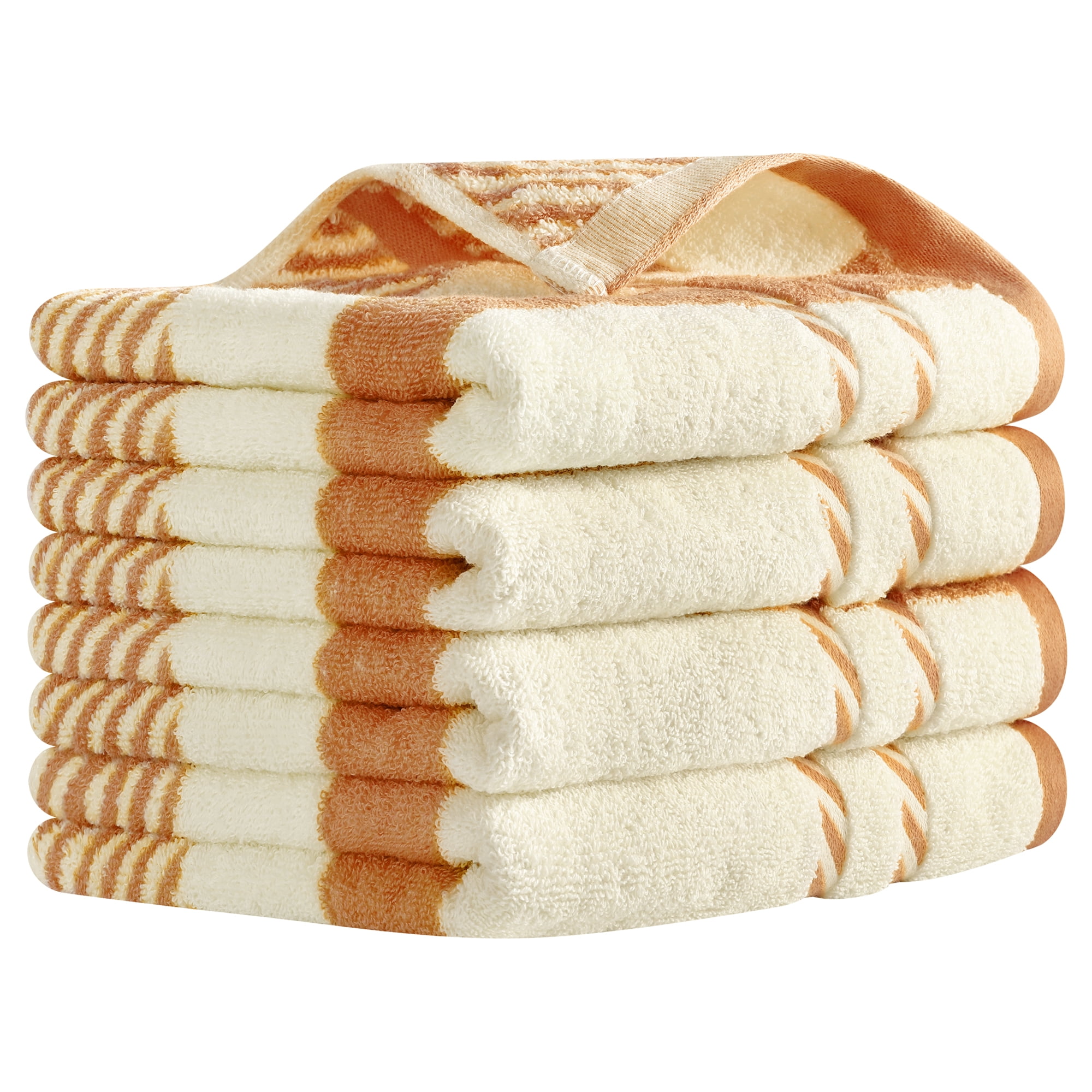 REGALWOVEN Striped Decorative Hand Towels Absorbent Soft Bathroom Towel for Hand, Face, Drying (15 x 35 Inch) Yellow 4-Piece
