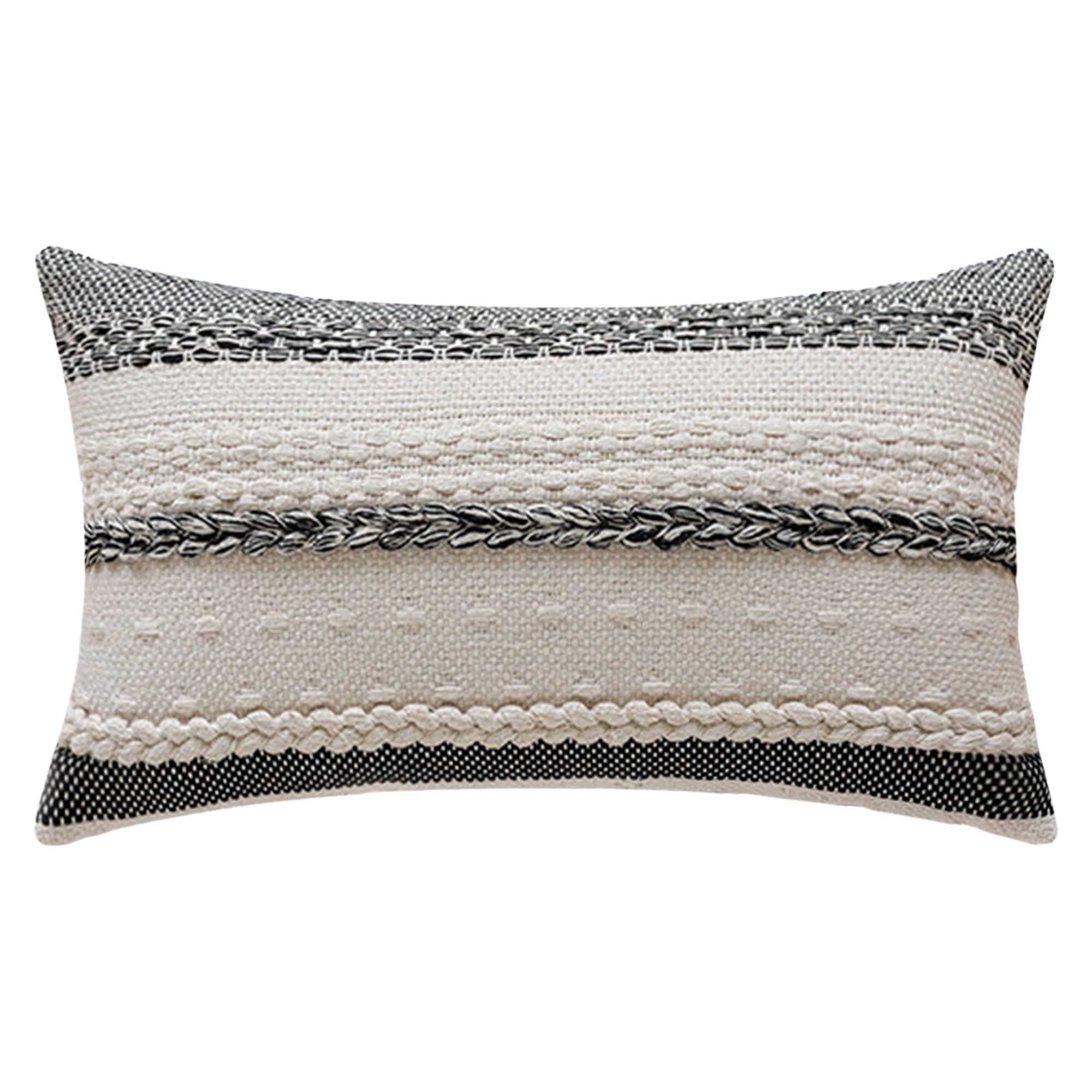 REGALWOVEN Striped Decorative Throw Pillow Covers Pack of 1 for Couch Bed Sofa Home Decor Soft Cushion Pillow Cases Black 12" x 20"