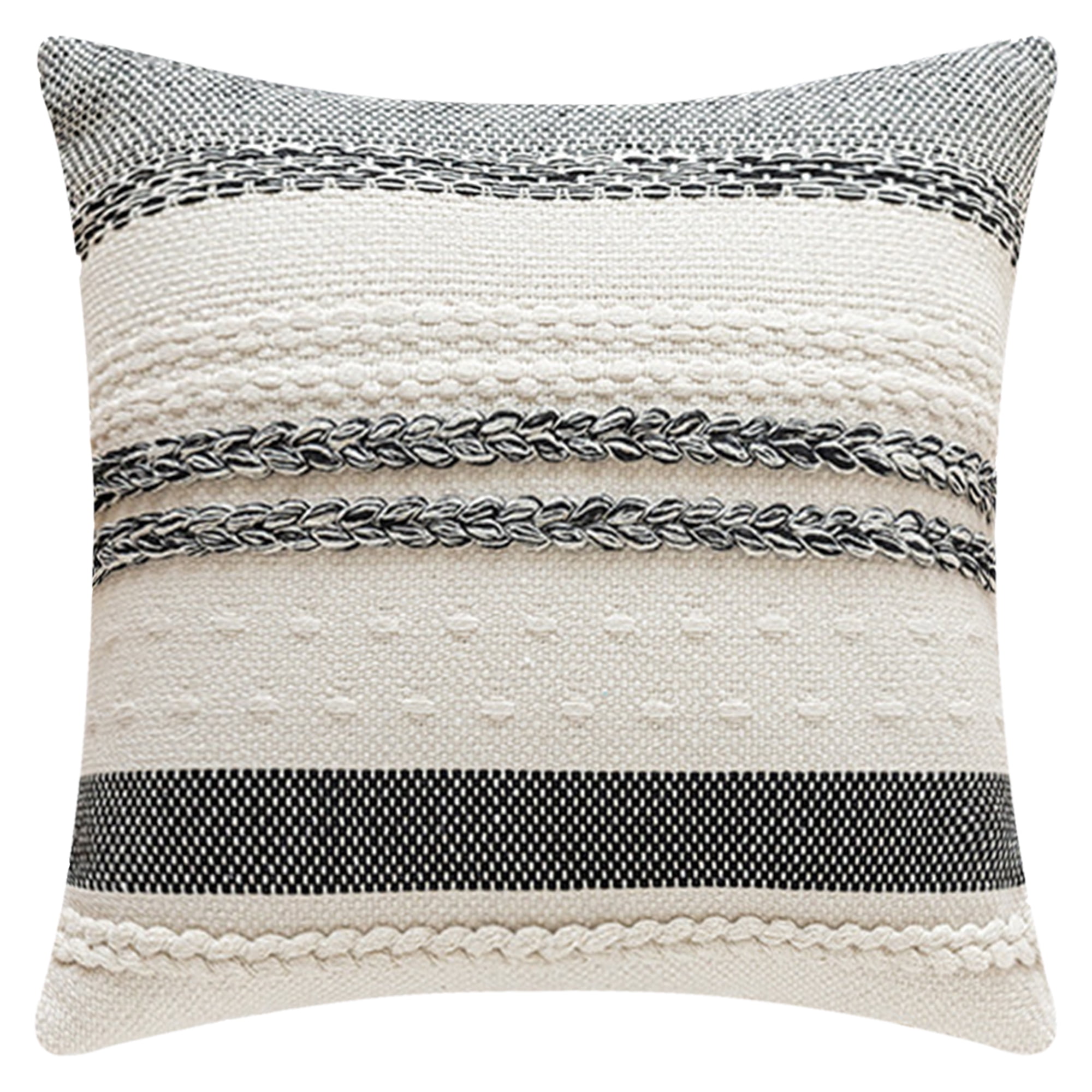 REGALWOVEN Striped Decorative Throw Pillow Covers Pack of 1 for Couch Bed Sofa Home Decor Soft Cushion Pillow Cases Black 18" x 18"