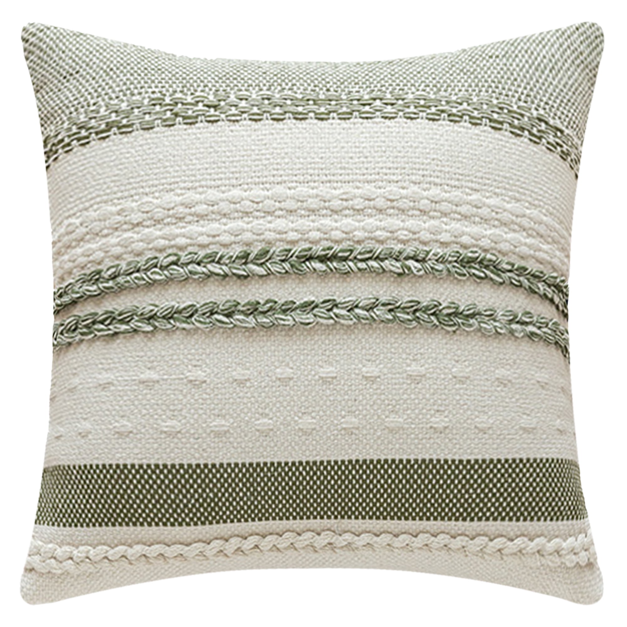 REGALWOVEN Striped Decorative Throw Pillow Covers Pack of 1 for Couch Bed Sofa Home Decor Soft Cushion Pillow Cases Green 18" x 18"