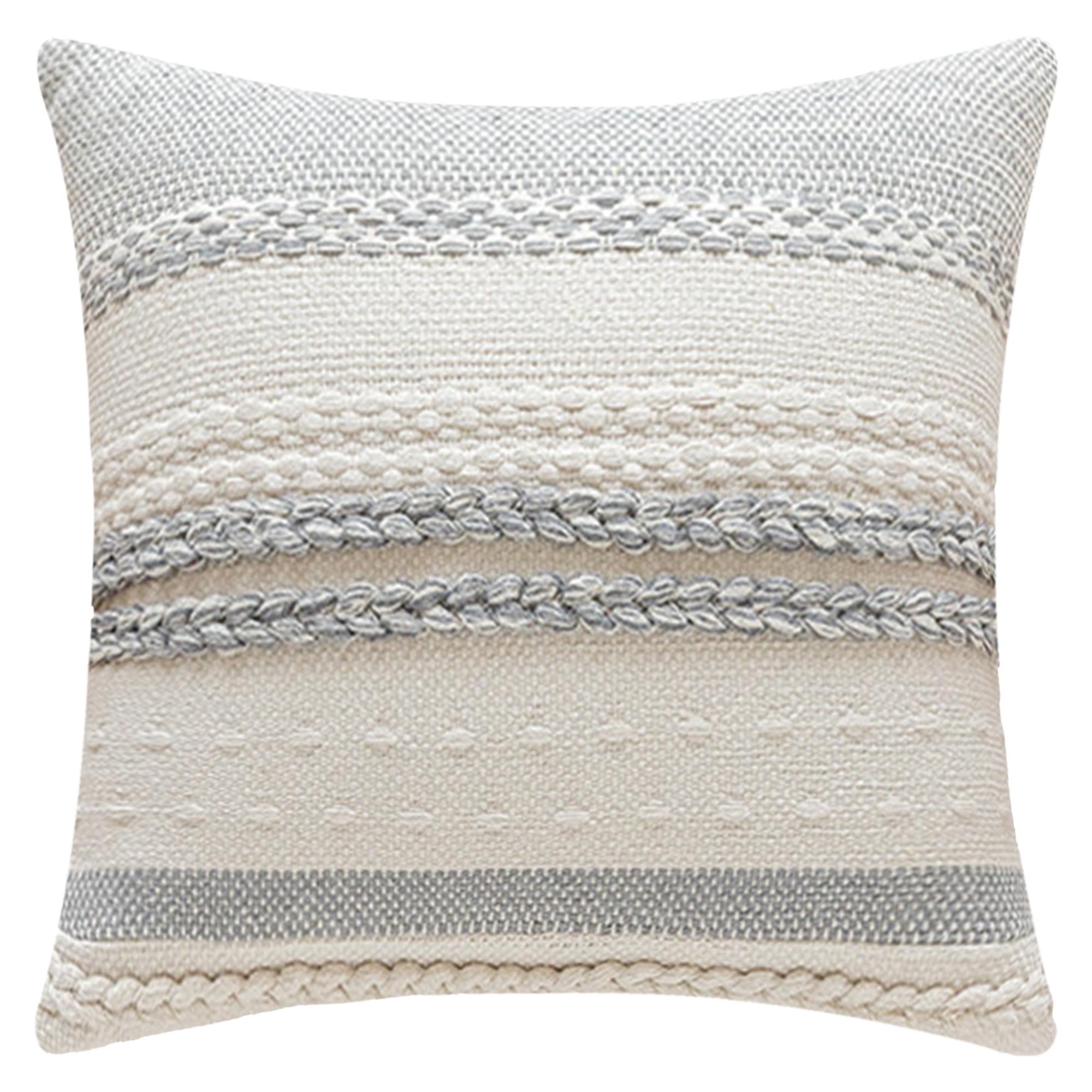REGALWOVEN Striped Decorative Throw Pillow Covers Pack of 1 for Couch Bed Sofa Home Decor Soft Cushion Pillow Cases Grey 18" x 18"