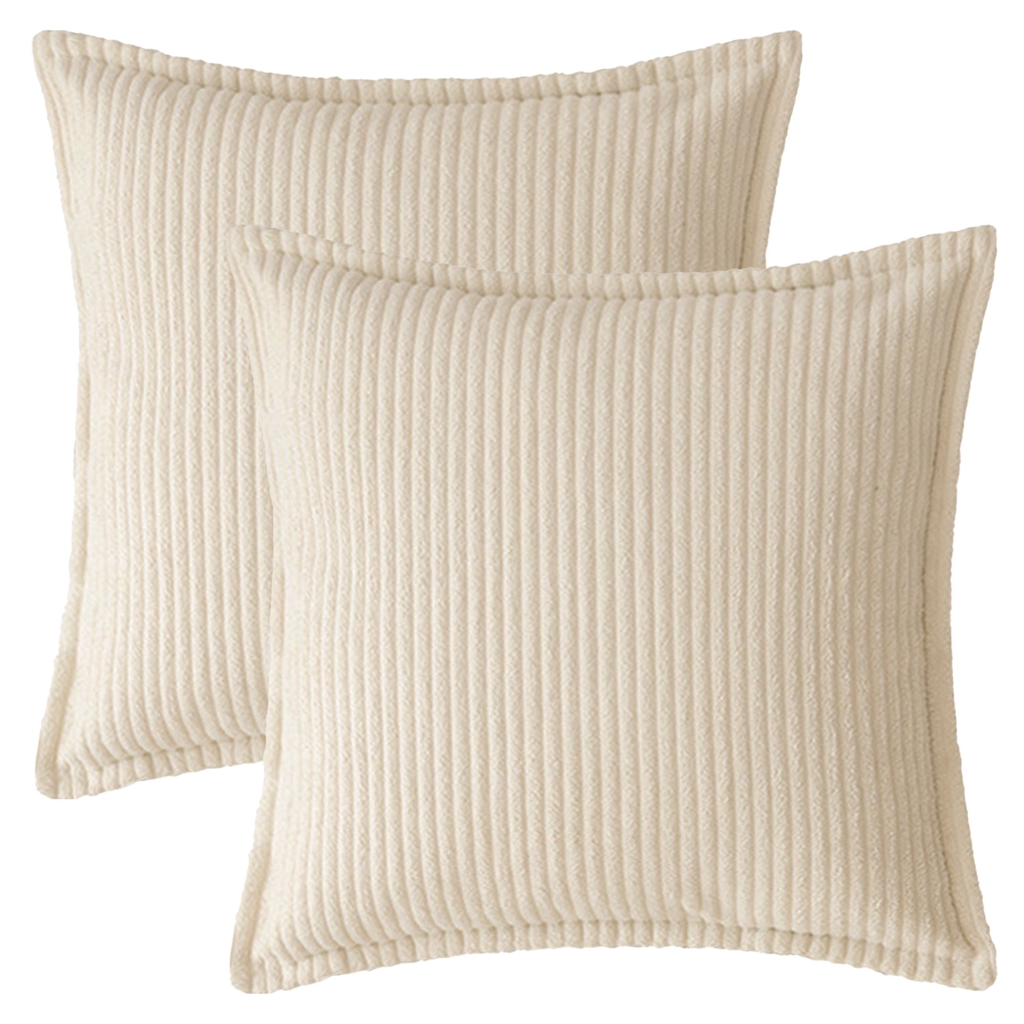 REGALWOVEN Striped Decorative Throw Pillow Covers Pack of 2 Soft Cushion Pillow Cases for Sofa Home Decor Beige 18" x 18"