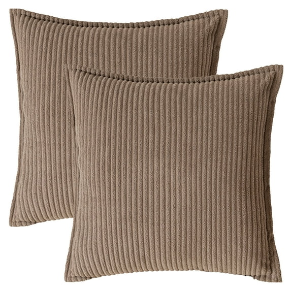 REGALWOVEN Striped Decorative Throw Pillow Covers Pack of 2 Soft Cushion Pillow Cases for Sofa Home Decor Brown 18" x 18"