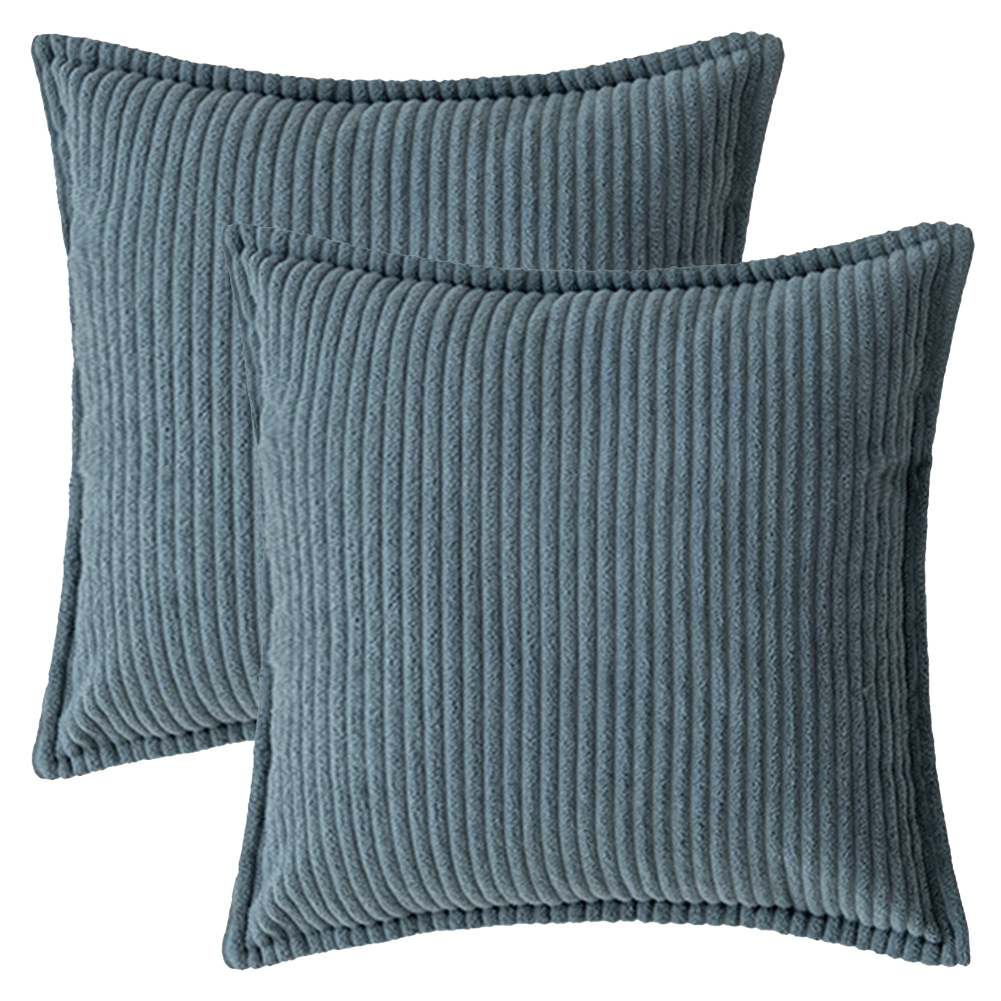 REGALWOVEN Striped Decorative Throw Pillow Covers Pack of 2 Soft Cushion Pillow Cases for Sofa Home Decor Dark Blue 20 x 20 Inch