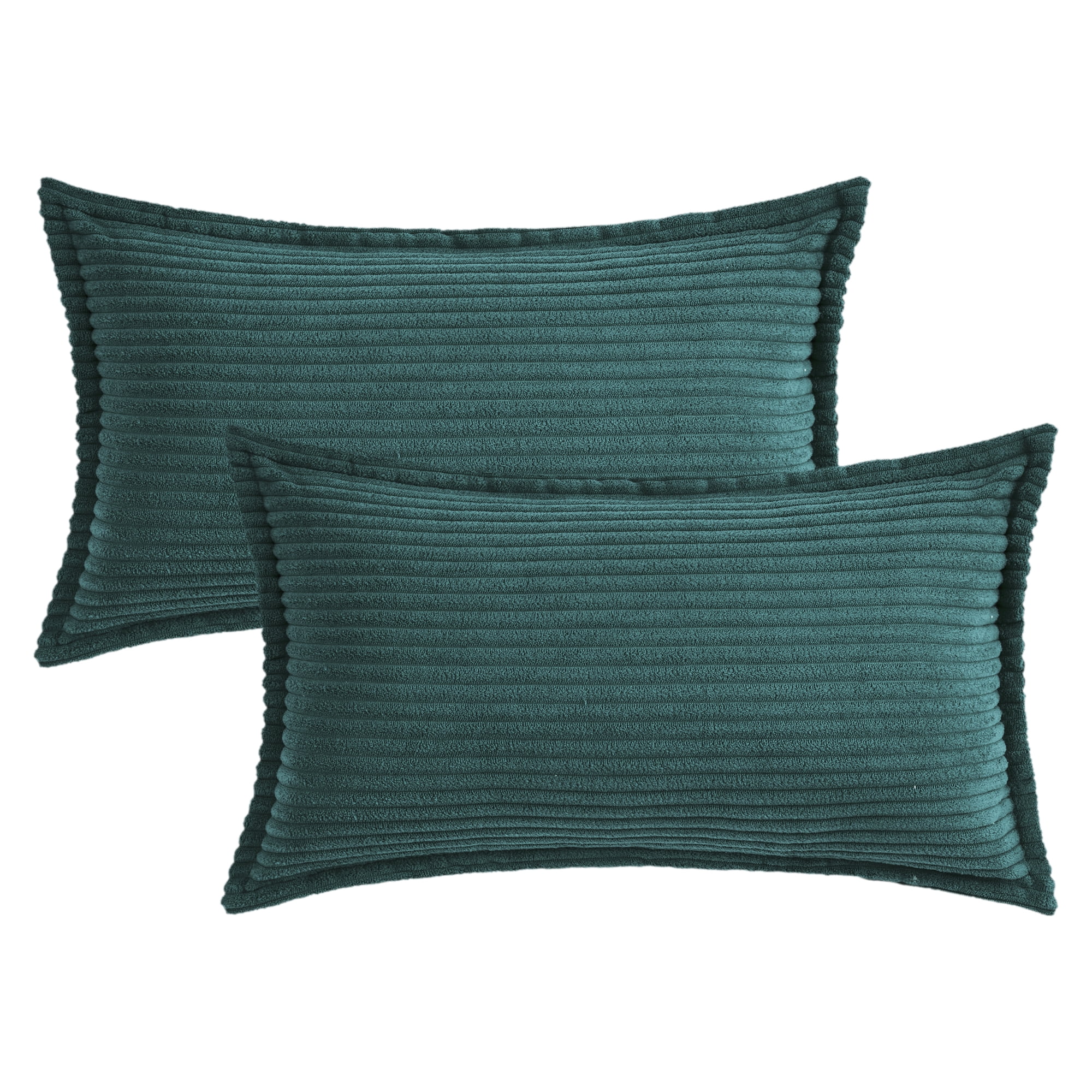 REGALWOVEN Striped Decorative Throw Pillow Covers Pack of 2 Soft Cushion Pillow Cases for Sofa Home Decor Dark Green 12" x 20"