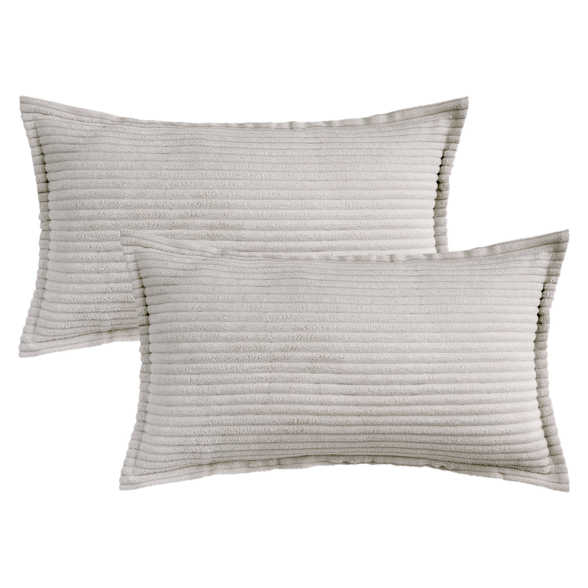 REGALWOVEN Striped Decorative Throw Pillow Covers Pack of 2 Soft Cushion Pillow Cases for Sofa Home Decor Light Grey 12" x 20"