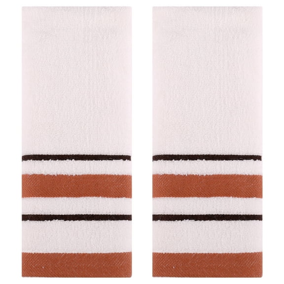 REGALWOVEN Striped Hand Towels for Bathroom Set of 2 Absorbent Soft Decorative Towel Beige 13" x 29"