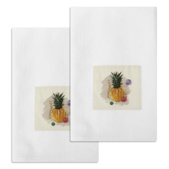 REGALWOVEN Uxcell Ultra Soft and Absorbent Dish Towels for Kitchen, Cotton Waffle Weave Kitchen Towels 26 x 18 Inch Pineapple Style 2