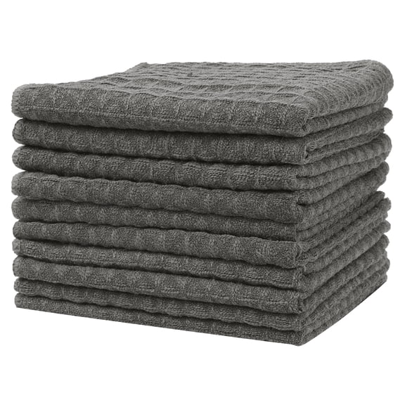 REGALWOVEN Waffle Weave Microfiber Kitchen Cleaning Cloth, Absorbent and Quick Drying Lint Free Dish Towels for Washing Dishes Grey 10" x 10" 10