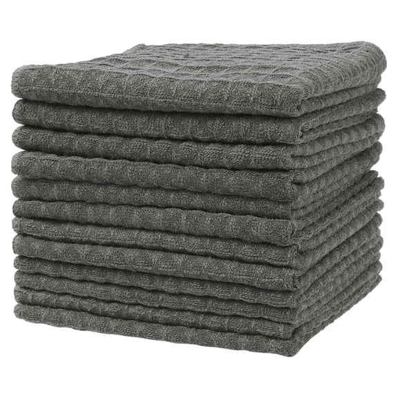 REGALWOVEN Waffle Weave Microfiber Kitchen Cleaning Cloth, Absorbent and Quick Drying Lint Free Dish Towels for Washing Dishes Grey 10" x 10" 12