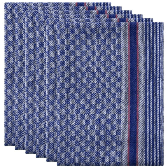 REGALWOVEN Waffle Weave Kitchen Dish Cloths 6Pcs Cotton Kitchen Towels Blue 15"x25"