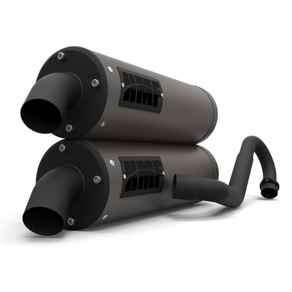 HMF Racing Gun Metal Titan QS Dual Full System Exhaust For Polaris RZR S 1000/General 2015-2022